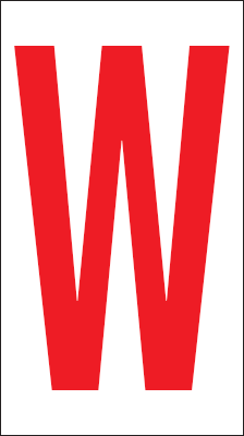 917W - Foglio n.1 etichette adesive B/R lettera W