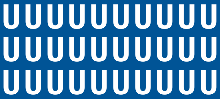 922U - Foglio n.30 etichette adesive B/B lettra U