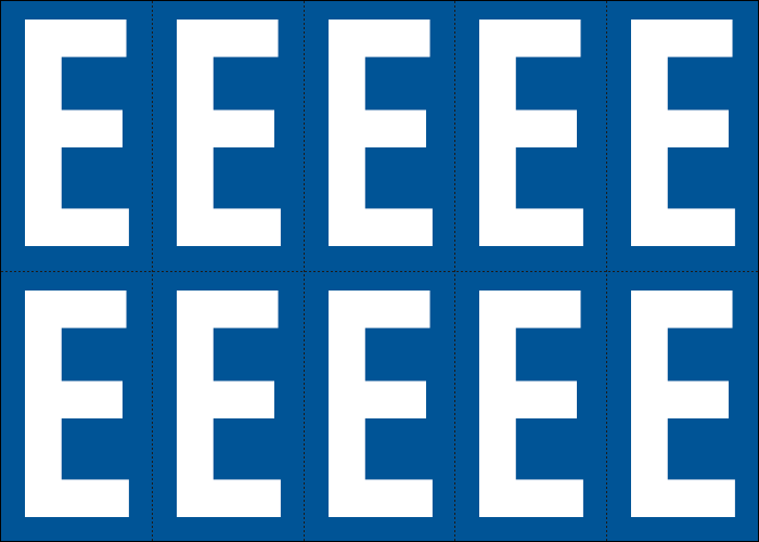 925E - Foglio n.10 etichette adesive B/B lettera E