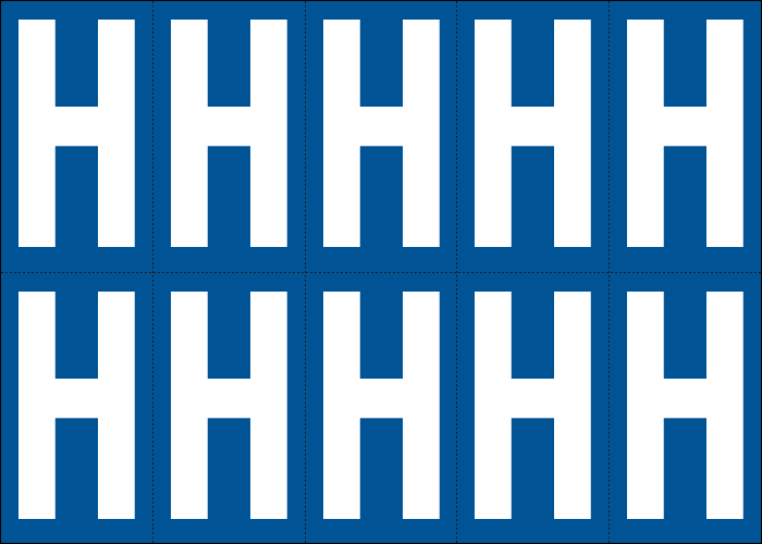 925H - Foglio n.10 etichette adesive B/B lettera H