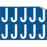 925J - Foglio n.10 etichette adesive B/B lettera J