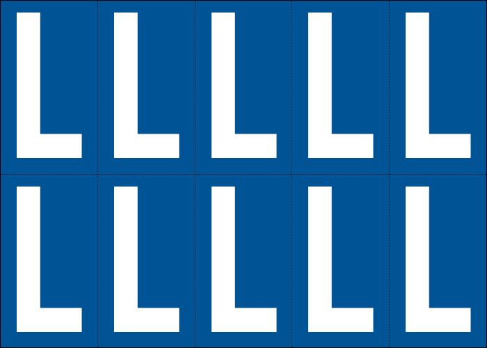 925L - Foglio n.10 etichette adesive B/B lettera L