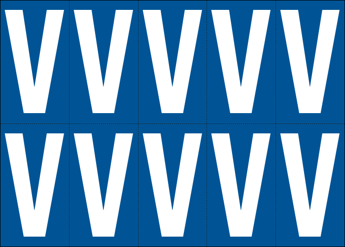 925V - Foglio n.10 etichette adesive B/B lettera V