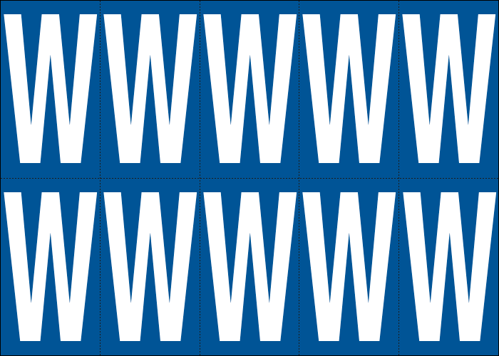 925W - Foglio n.10 etichette adesive B/B lettera W