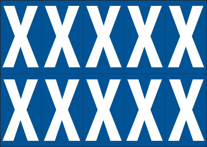 925X - Foglio n.10 etichette adesive B/B lettera X