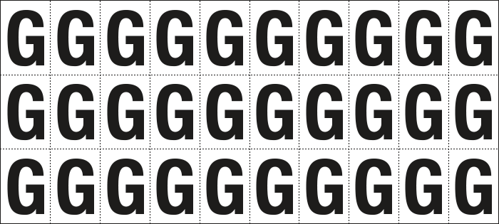 932G - Foglio n.30 etichette adesive B/N lettera G