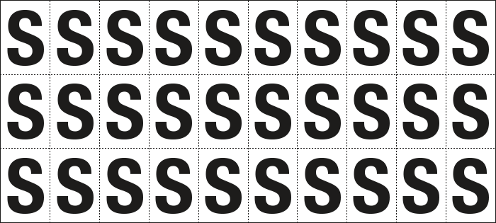 932S - Foglio n.30 etichette adesive B/N lettera S