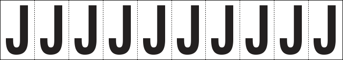 934J - Foglio n.10 etichette adesive B/N lettera J