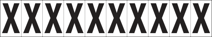 934X - Foglio n.10 etichette adesive B/N lettera X