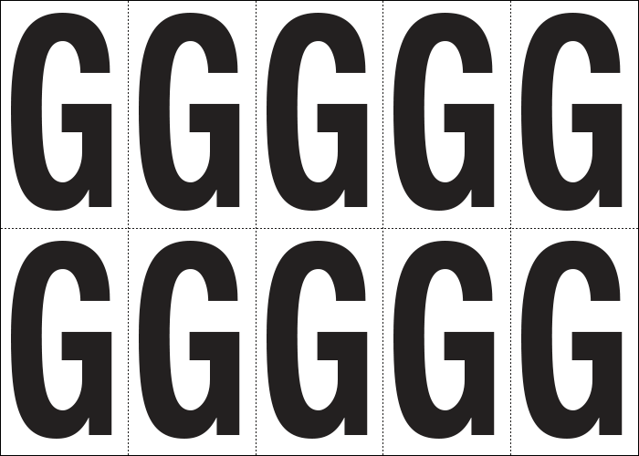 935G - Foglio n.10 etichette autoadesive B/N lettera G