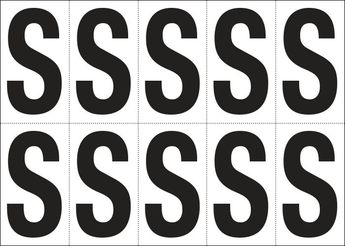 935S - Foglio n.10 etichette autoadesive B/N lettera S