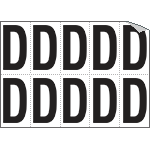 936D - Foglio n.10 etichette autoadesive B/N lettera D