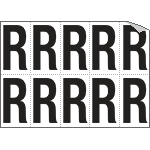 936R - Foglio n.10 etichette autoadesive B/N lettera R
