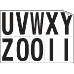 936UZ - Foglio n.10 etichette autoadesive B/N lettere da U a Z