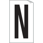 937N - Foglio n.1 etichetta autoadesiva B/N lettera N
