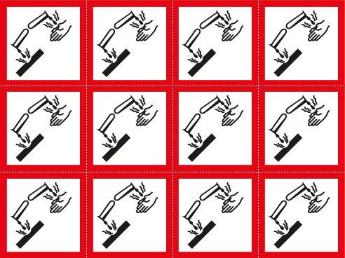 9425B - Foglio n.12 etichette adesive corrosivo