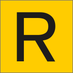 9475F - Etichetta adesiva fondo giallo lettera R nera