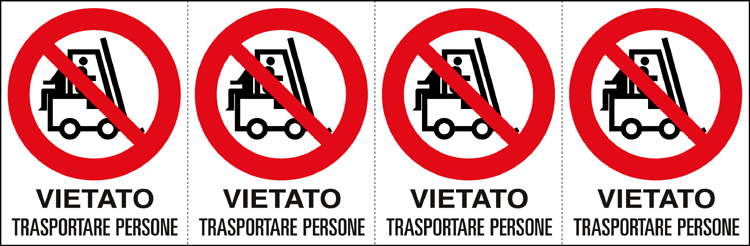 9507B - Foglio n. 4 etichette vietato trasportare persone