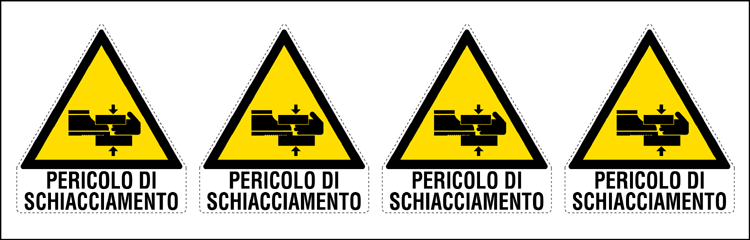 9565B - Foglio n. 4 etichette adesive pericolo schiacciamento