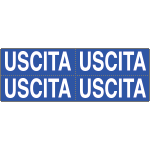 9602BB - Foglio n. 4 etichette adesive fondo blu USCITA