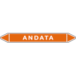 99300B - foglio 5 elichette per tubazioni fondo arancione ANDATA
