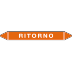 99301A - foglio 5 elichette per tubazioni fondo arancione RITORNO