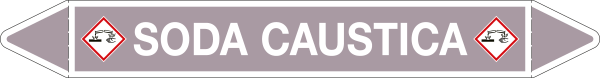 99A351B - foglio da 5 etichette autoadesive con frecce e simboli x SODA CAUSTICA