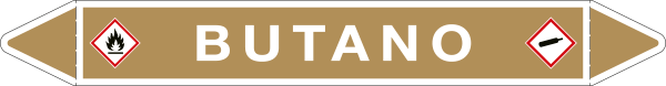 99B201B - foglio da 5 etichette autoadesive con frecce e simboli BUTANO