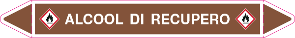 99C240A - foglio da 5 etichette autoadesive con frecce+simb ALCOOL DI RECUPERO