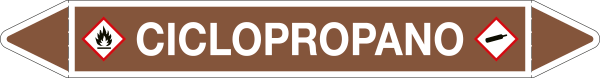 99C280B - foglio da 5 etichette autoadesive con frecce e simboli CICLOPROPANO