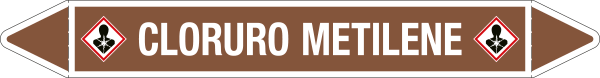 99C310B - foglio da 5 etichette autoadesive con frecce+simb CLORURO METILENE