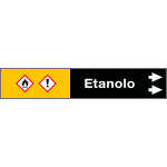 99C340NAD - foglio da 5 etichette fondo nero "ETANOLO" freccia destra