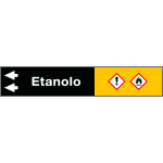 99C340NAS - foglio da 5 etichette fondo nero "ETANOLO" freccia sinistra