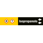 99C380NAD - foglio da 5 etichette fondo nero "ISOPROPANOLO" freccia dx