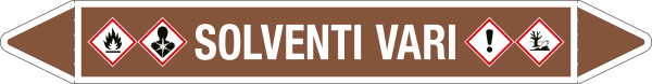 99C510A - foglio da 5 etichette autoadesive con frecce+simboli SOLVENTI VARI