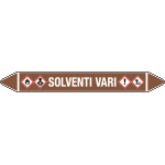 99C510B - foglio da 5 etichette autoadesive con frecce+simboli SOLVENTI VARI
