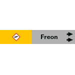 99C640NAD - foglio da 5 etichette fondo grigio"FREON " freccia destra