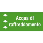 99C820NCS - foglio da 5 etichette fondo verde "ACQUA DI RAFFREDDAMENTO" sinistra