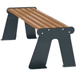 ASRP03BN - Panchina acc. zin. S/schien. seduta effetto legno/fianchi grigio scuro