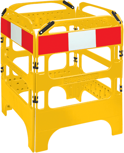 BAR9738Y - barriera polietilene 4 pannelli mm 750x1000 h gialla bande riflettenti