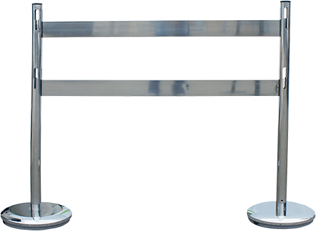 BARV15S - barriera composta da 2 pali 2 barre e 2 basi in ACCIAIO CROMATO