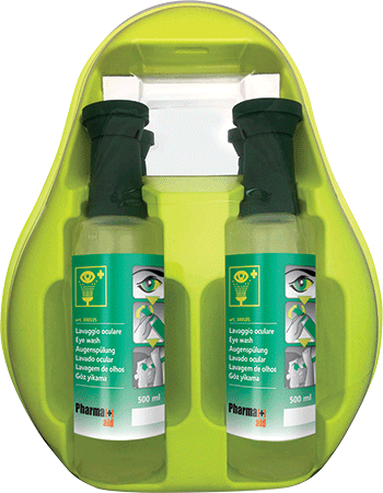 BRO690 - stazione lavaggio oculare a parete gialla fluo