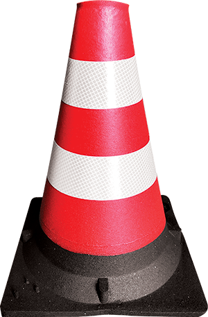 COR32 - Cono stradale omologato in gomma con 2 fasce rifrangenti h. 32,6 cm.