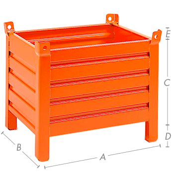 CPLS12A - Contenitore in lamiera con 4 piedi scatolati portata 800kg