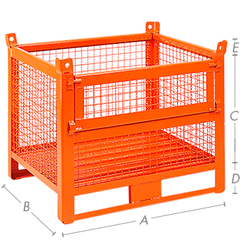 CPLS51A - Contenitore in rete con slitta e porta portata 1000kg