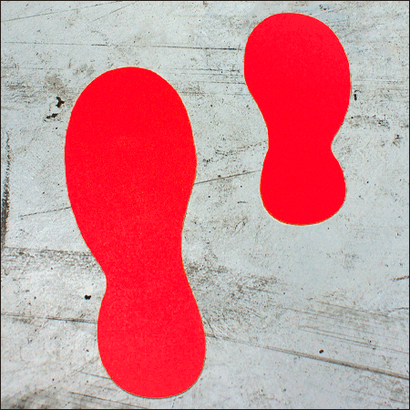 DMO24R - conf.20 orme adesive SAFE IN in PVC dimensioni 240x90 mm colore ROSSO