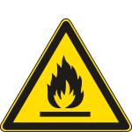 E1102WS - Etichetta adesiva pericolo infiammabilita' EN ISO 7010