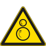 E1147KS - Etichetta adesiva simblo pericolo rulli rotanti UNI ISO 7010