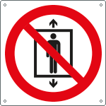 E1302X - cartello divieto uso ascensore a persone solo simbolo EN ISO 7010