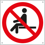 E1345K - cartello divieto vietato sedersi solo simbolo EN ISO 7010